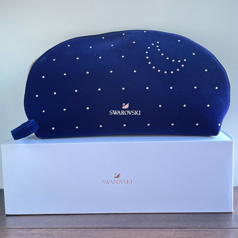 Swarovski Velvet Zippered Crescent Cosmetic Case